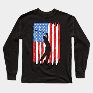 American Flag Golf Graphic Long Sleeve T-Shirt